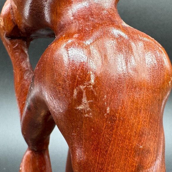 Wood African Inspired Sculpture Statue Man Sitting Eclectic Decor - Picture 5 of 9